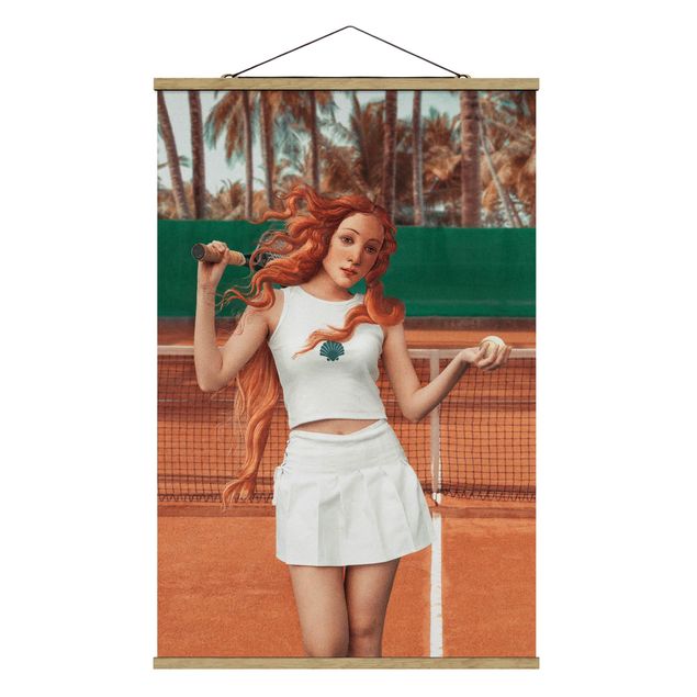 Stoffbild mit Posterleisten - Tennis Venus - Hochformat