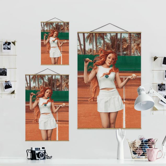 Stoffbild mit Posterleisten - Tennis Venus - Hochformat