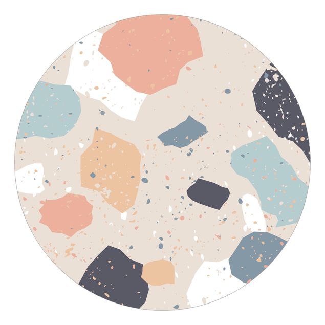 Runde Tapete selbstklebend - Terrazzo Muster