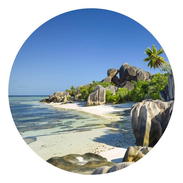 Runde Tapete selbstklebend - Traumstrand Seychellen