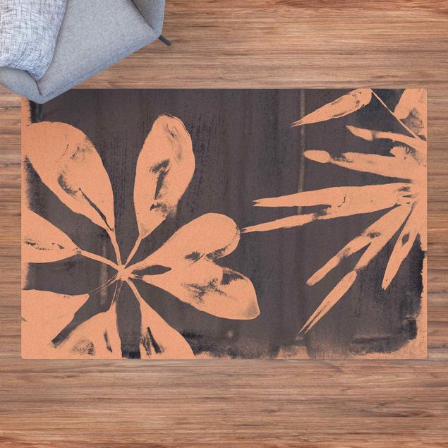 Moderne Teppiche Tropische Blätter Indigo I
