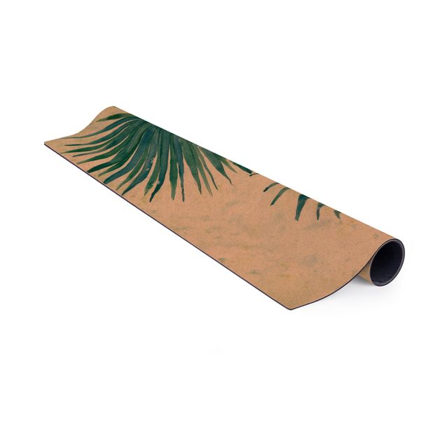 Teppich Esszimmer Tropische Palmenblätter Close-Up