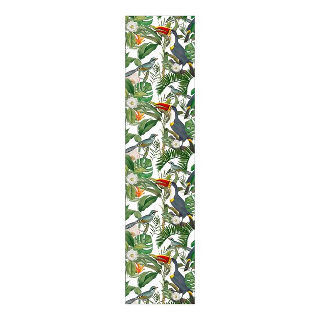 Schiebegardinen Set - Tropischer Tukan mit Monstera und Palmenblättern - Flächenvorhang