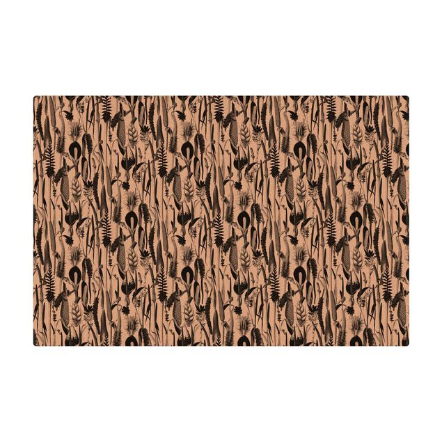 Kork-Teppich - Tropisches Luxus Muster Schwarz-Weiß - Querformat 3:2