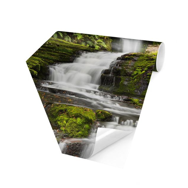 Hexagon Mustertapete selbstklebend - Upper McLean Falls in Neuseeland