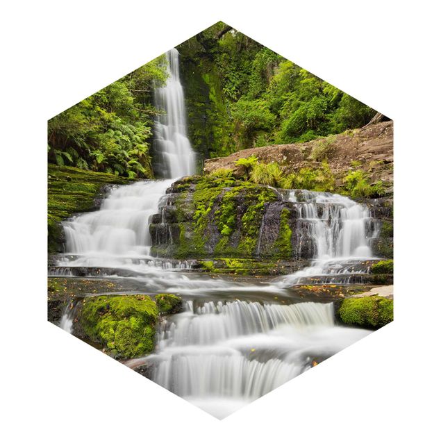 Hexagon Mustertapete selbstklebend - Upper McLean Falls in Neuseeland