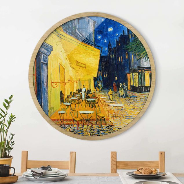 Runde Bilder mit Rahmen Vincent van Gogh - Café-Terrasse in Arles