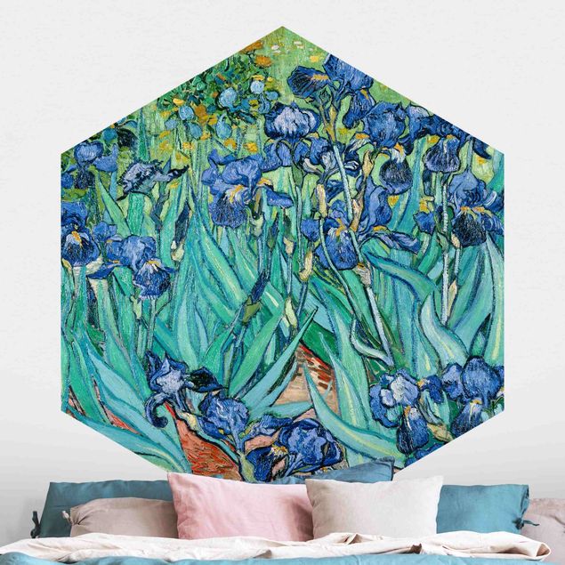 Hexagon Mustertapete selbstklebend - Vincent van Gogh - Iris