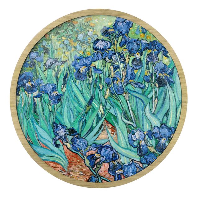 Rundes Gerahmtes Bild - Vincent van Gogh - Iris
