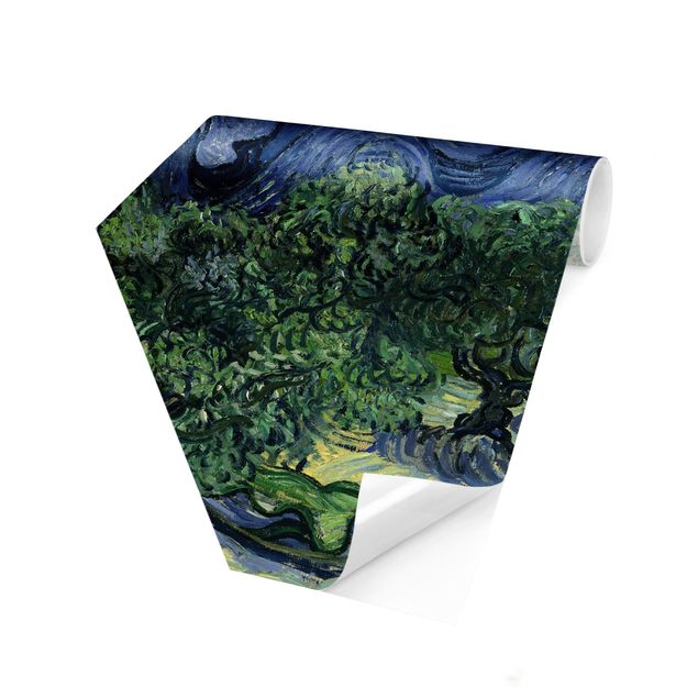 Hexagon Mustertapete selbstklebend - Vincent van Gogh - Olivenbäume