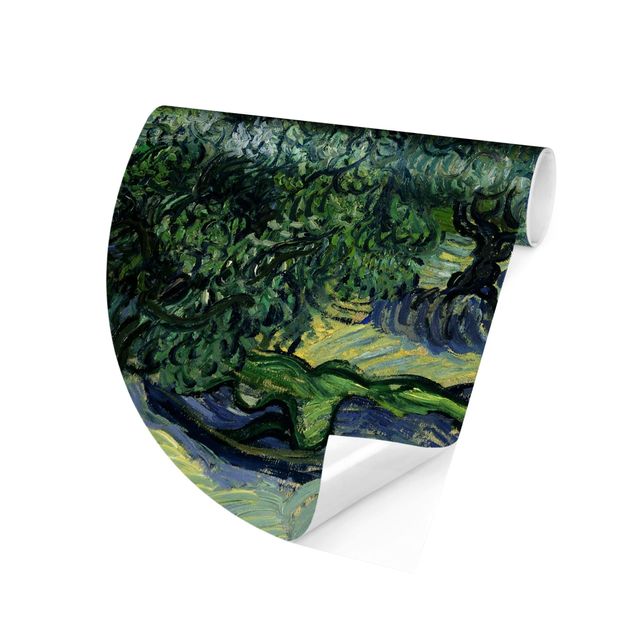 Runde Tapete selbstklebend - Vincent van Gogh - Olivenbäume