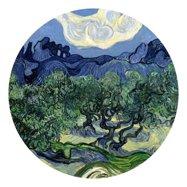 Runde Tapete selbstklebend - Vincent van Gogh - Olivenbäume