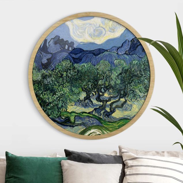 Runde Bilder mit Rahmen Vincent van Gogh - Olivenbäume