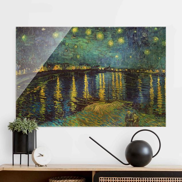 Magnettafel Glas Vincent van Gogh - Sternennacht über der Rhône
