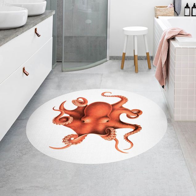 Roter Teppich Vintage Illustration Roter Oktopus