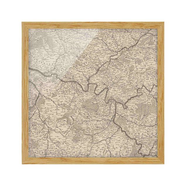 Bild mit Rahmen - Vintage Karte Frankreich - Quadrat
