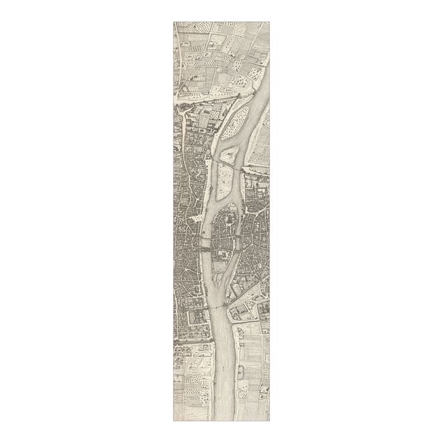 Schiebegardinen Set - Vintage Karte Paris - Flächenvorhang