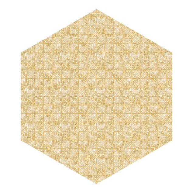 Hexagon Mustertapete selbstklebend - Vintage Muster Art Deco Kacheln
