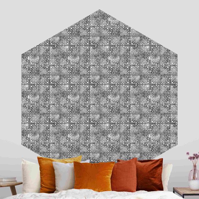 Hexagon Mustertapete selbstklebend - Vintage Muster Spanische Fliesen