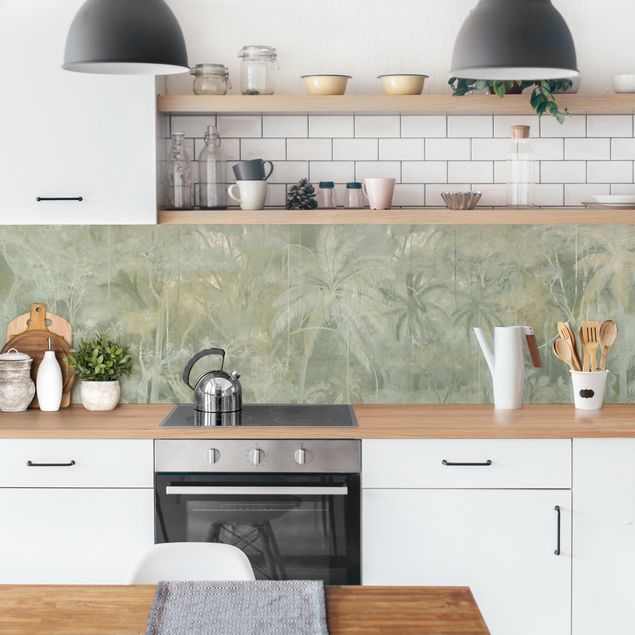 Küchenrückwand - Vintage Palmen mit Struktur