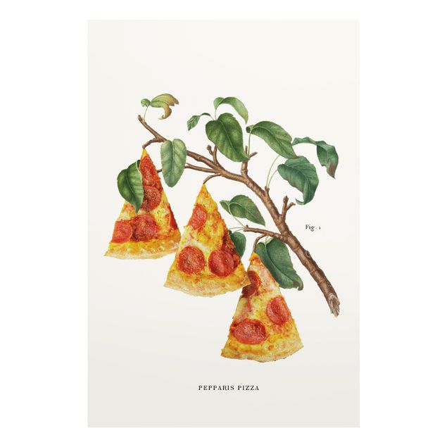 Glasbild - Vintage Pflanze - Pizza - Hochformat 2:3