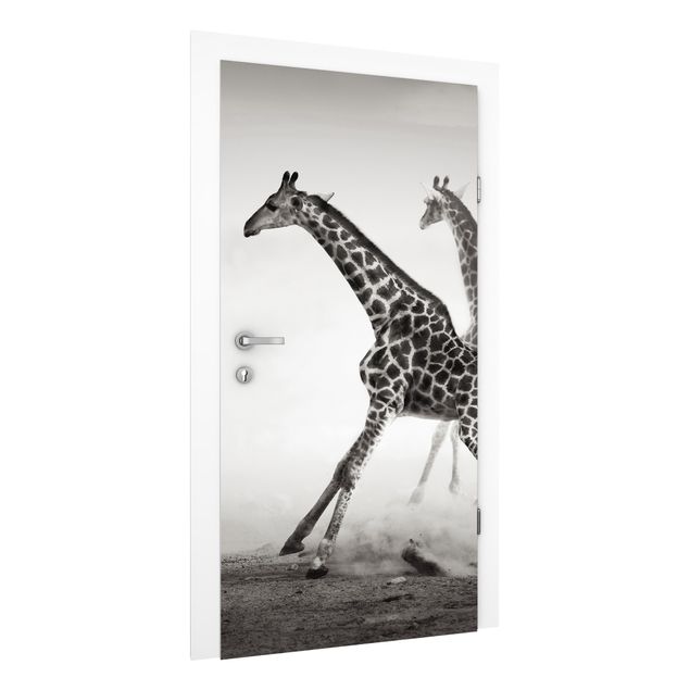 Türtapete - Giraffenjagd