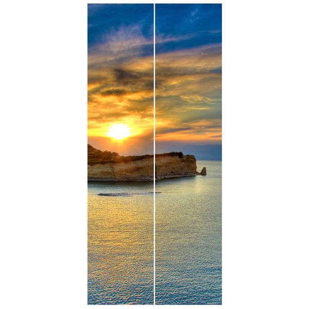 Türtapete - Sonnenuntergang über Korfu