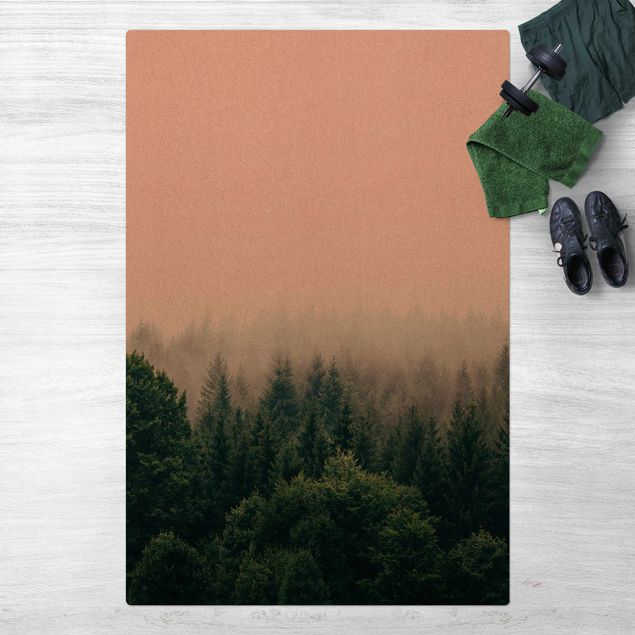 Teppich Wald Wald im Nebel Dämmerung