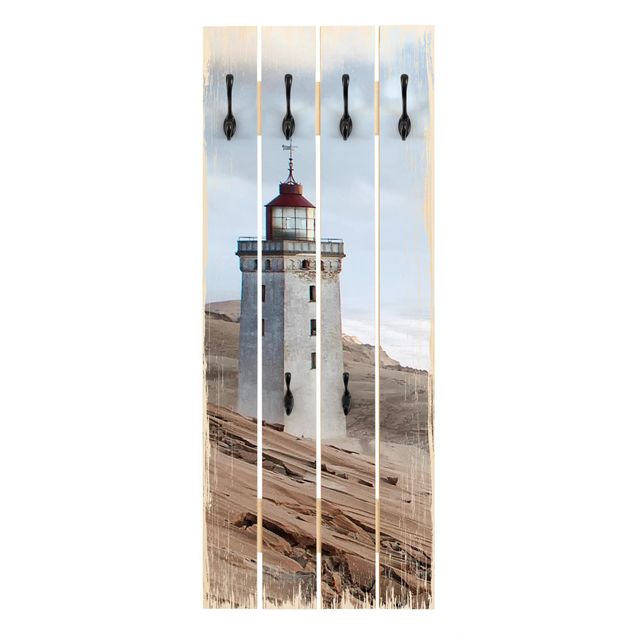 Wandgarderobe Holz - Leuchtturm in Dänemark