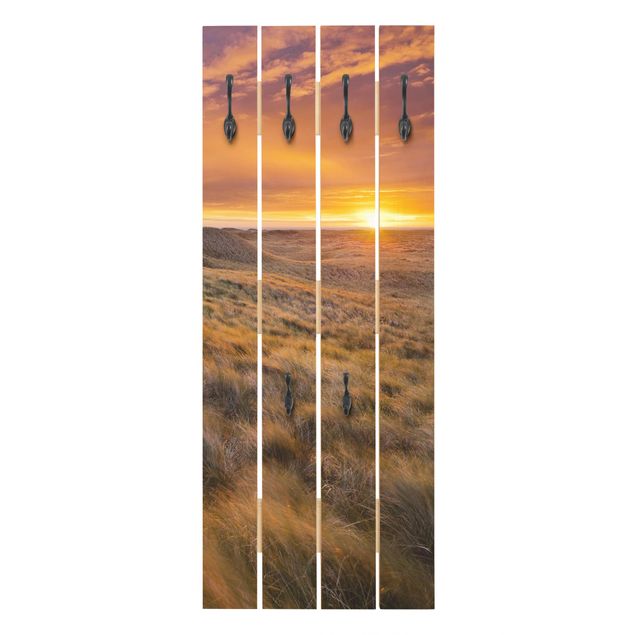 Wandgarderobe Holz - Sonnenaufgang am Strand auf Sylt