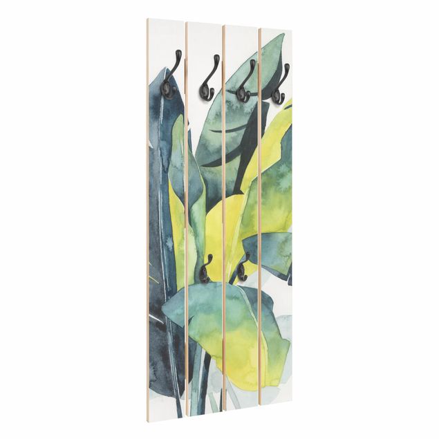 Wandgarderobe Holz - Tropisches Blattwerk - Banane
