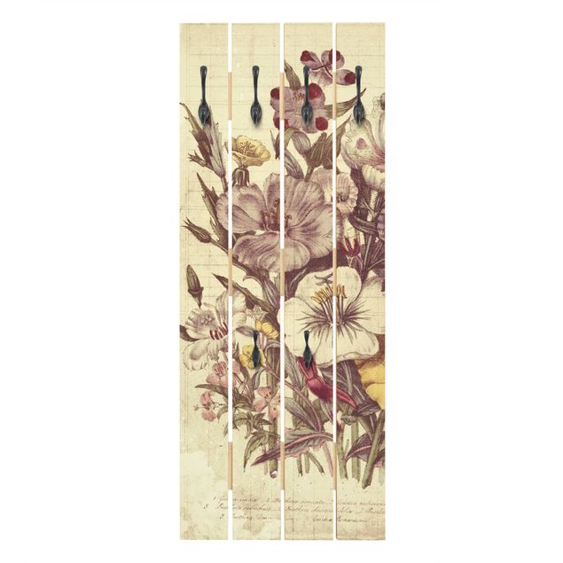Wandgarderobe Holz - Vintage Letter Blumenstrauss
