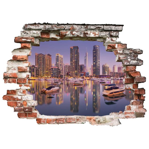 Wandtattoo 3D Dubai Skyline und Marina