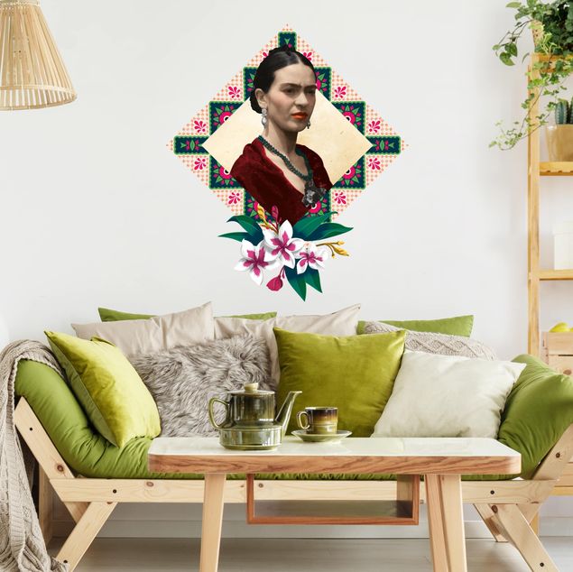 Wandtattoo - Frida Kahlo - Blumen und Geometrie