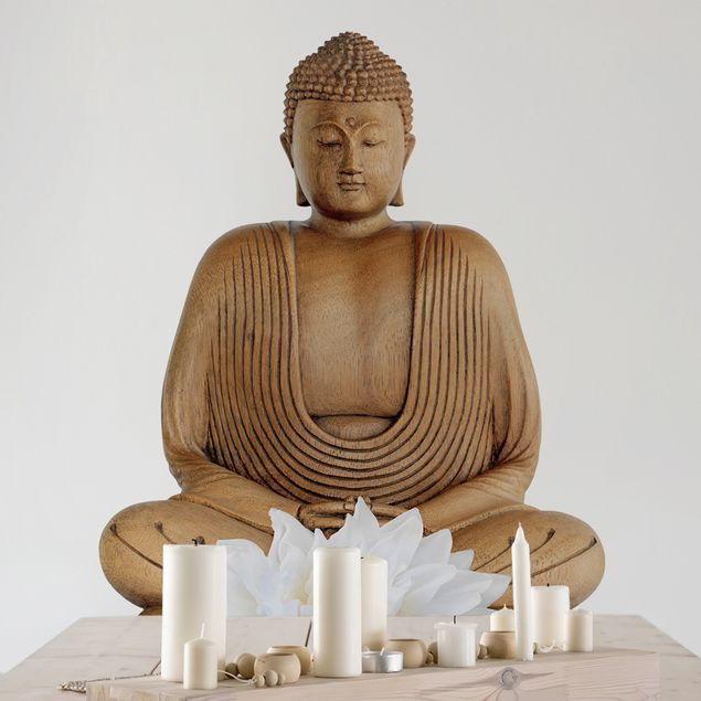 Wandsticker Buddha Lotus Holz Buddha