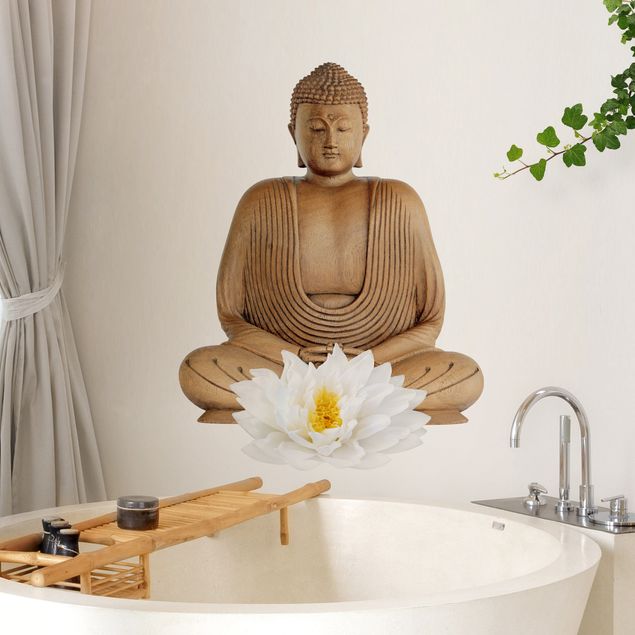 Wandaufkleber Lotus Holz Buddha