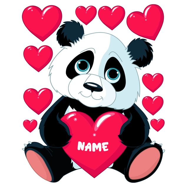 Wandaufkleber Wunschtext Panda mit Herz