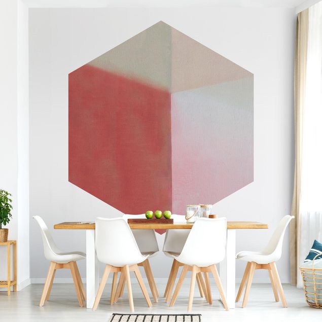 Hexagon Mustertapete selbstklebend - Warme Farbflächen
