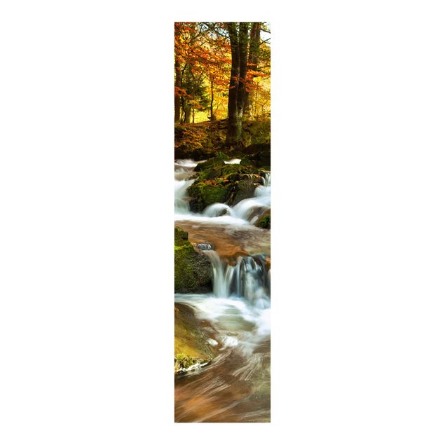 Schiebegardinen Set - Wasserfall herbstlicher Wald - Flächenvorhänge