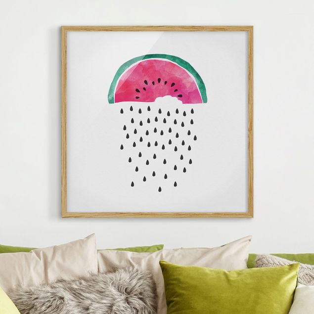 Bild mit Rahmen - Wassermelonen Regen - Quadrat