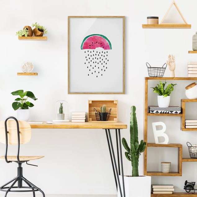 Bild mit Rahmen - Wassermelonen Regen - Hochformat