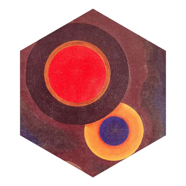 Hexagon Mustertapete selbstklebend - Wassily Kandinsky - Kreise und Linien
