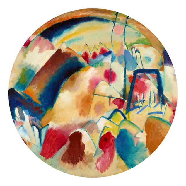 Runde Tapete selbstklebend - Wassily Kandinsky - Landschaft mit Kirche