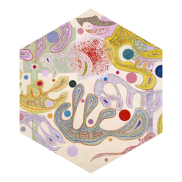 Hexagon Mustertapete selbstklebend - Wassily Kandinsky - Launische Formen
