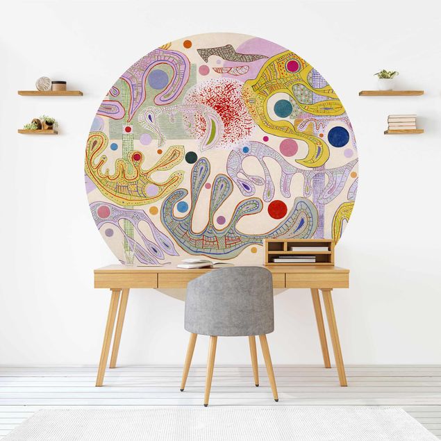 Runde Tapete selbstklebend - Wassily Kandinsky - Launische Formen