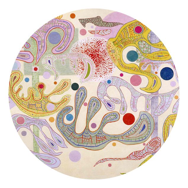 Runde Tapete selbstklebend - Wassily Kandinsky - Launische Formen