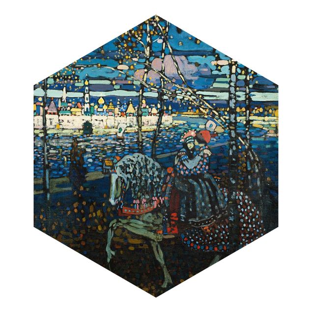 Hexagon Mustertapete selbstklebend - Wassily Kandinsky - Reitendes Paar