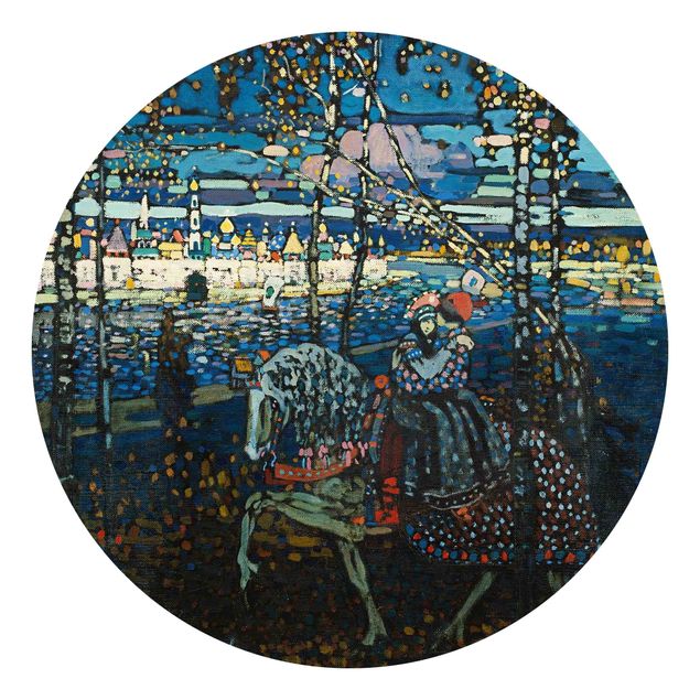 Runde Tapete selbstklebend - Wassily Kandinsky - Reitendes Paar