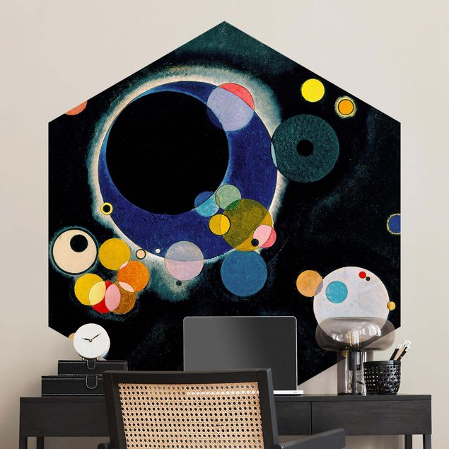 Hexagon Mustertapete selbstklebend - Wassily Kandinsky - Skizze Kreise