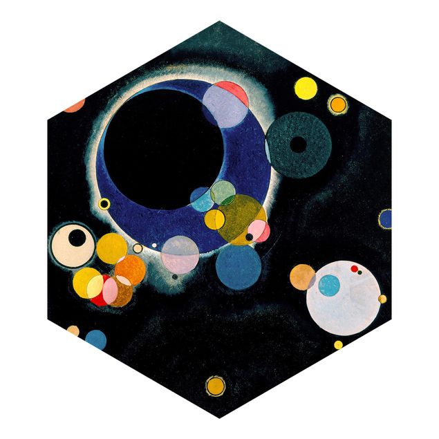 Hexagon Mustertapete selbstklebend - Wassily Kandinsky - Skizze Kreise